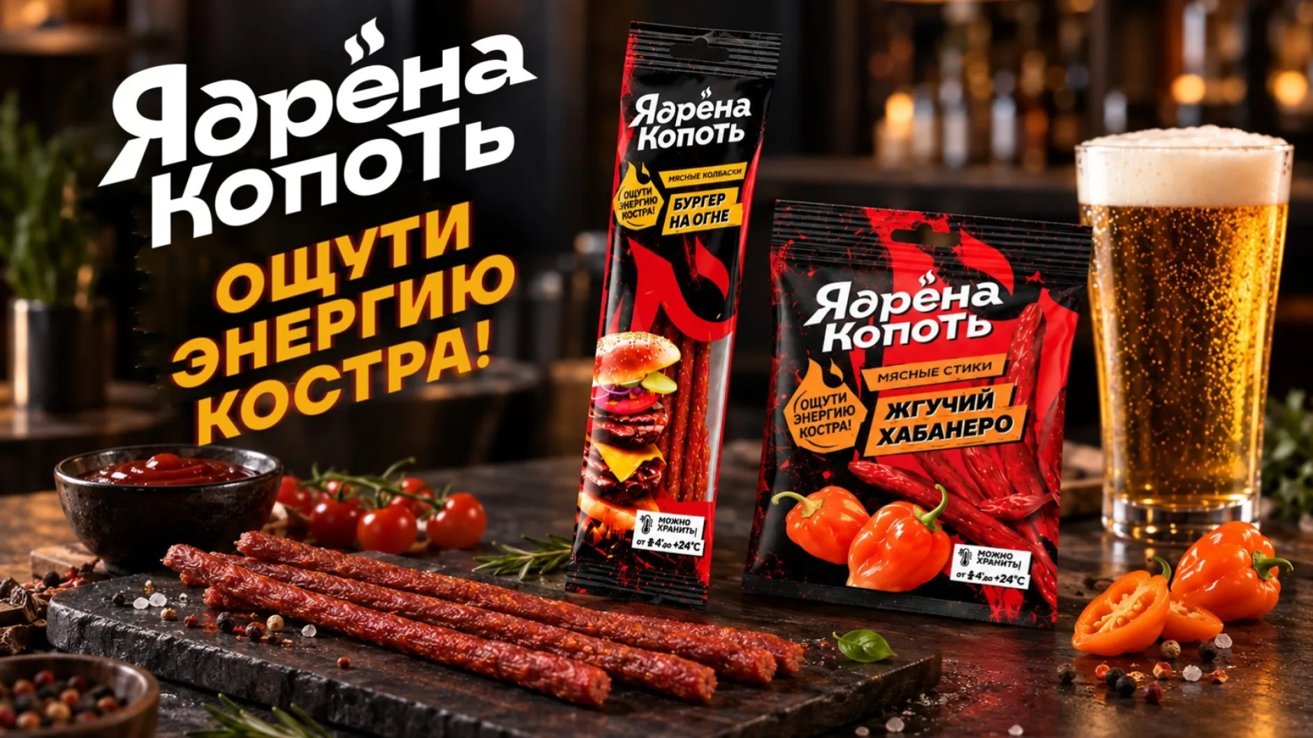 Бренд «Ядрёна копоть» представляет новые сырокопчёные снеки