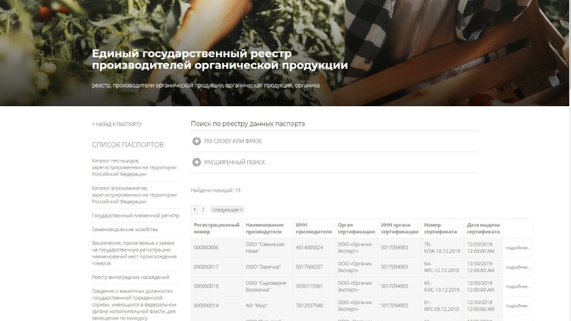 Реестр органических производителей появился в прямом доступе на сайте Минсельхоза РФ